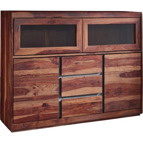 Buffet avec vitrine 150x40cm - Palissandre laqué Noble unique SYDNEY 103 (1/3)
