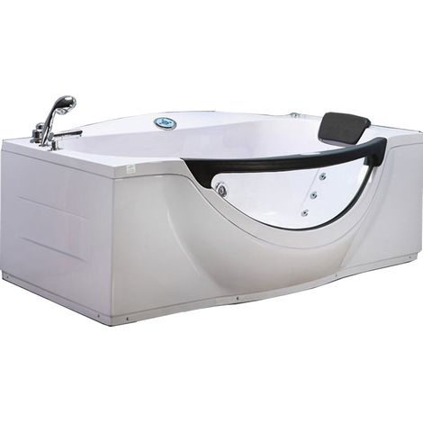 Baignoire Balnèo blanc 180 X 96 cm avec verre frontal 9 jets – Jasmine