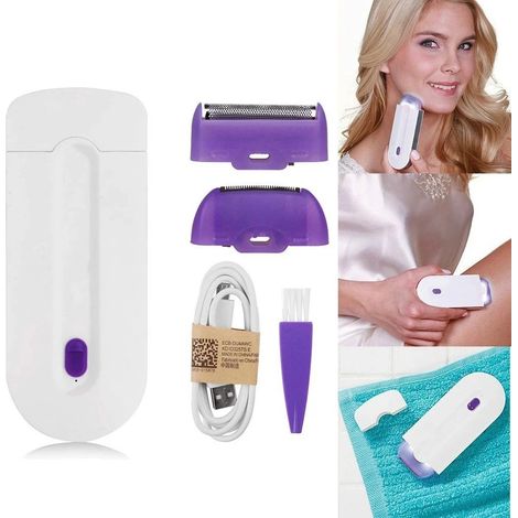 Tondeuse à cheveux rechargeable USB pour femmes, blanche et violette, 12 x 4,7 x 1,3 cm-AquaForge