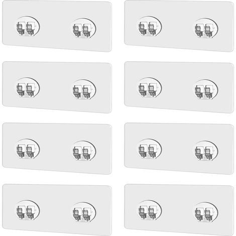 Lot de 8 crochets autocollants d'angle pour étagère de douche - Transparents - Pour étagère de salle de bain - Pour support de brosse à dents - Remplacement pour étagère d'angle de cuisine (1/5)