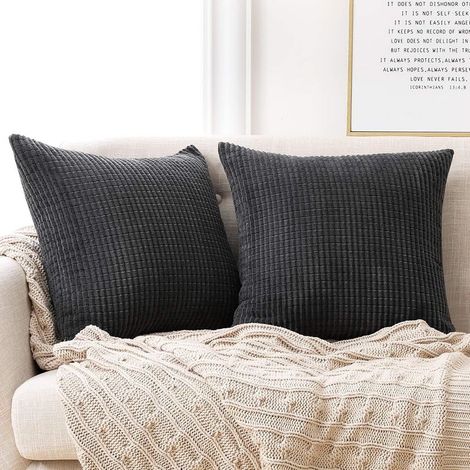 Lot De 2 Housse De Coussin Gris Foncé 45x45cm En Velours Pour Salon Housse De Coussin Decoratif