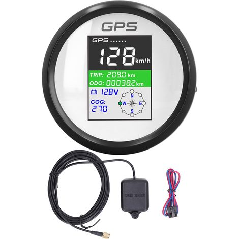 Compteur de vitesse GPS 85mm, nœud Mph Km/H, multifonction, écran TFT DC9-32V, étanche IP67, odomètre pour voiture, camion, moto. (1/4)