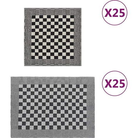 vidaXL 50 Piece Towel Set Black and White Cotton (1/5)