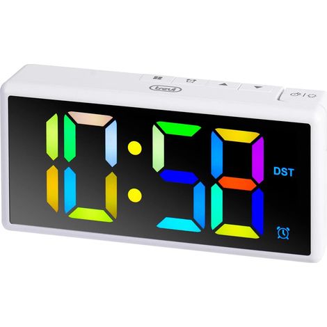 Trevi EC 886 despertador digital blanco con pantalla LED multicolor