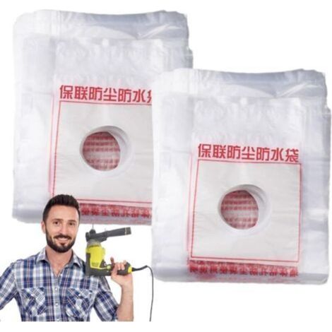 Colector de polvo para taladros - Bolsa recolectora de polvo para brocas y sierras de corona montadas en la pared, dispositivo a prueba de polvo para taladros percutores, 100 bolsas de PE reforzadas p (1/5)