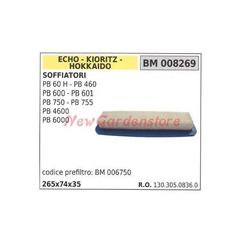 Filtro aria ECHO soffiatore PB 60 H 460 600 601 750 008269