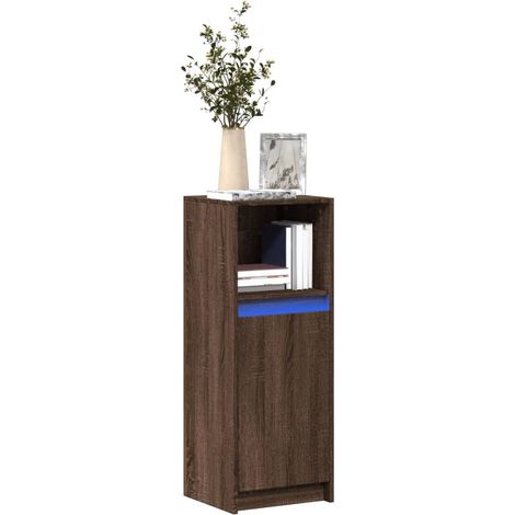 LED-Sideboard Braun Eichen-Optik 38x34x100 cm Holzwerkstoff