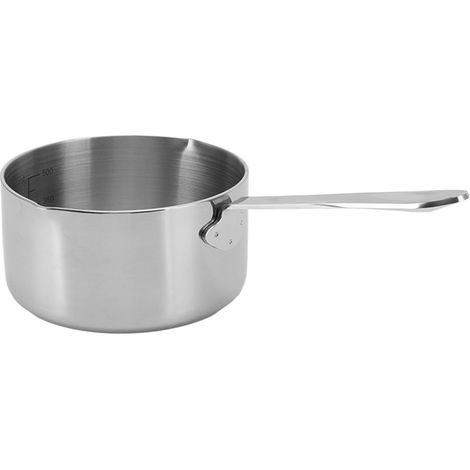 Chauffe-beurre en acier inoxydable, pot à lait à fond plat avec double ouverture pour chocolat, 350 ml