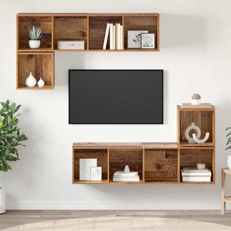 Conjunto de mueble de TV 4 pcs Madera vieja 37 x 37 x 142.5 cm vidaXL (1/5)