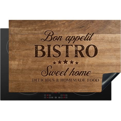 PROTECTION PLAQUE INDUCTION Citation - Bistro - Bon appétit - Sweet home - Texture du bois Tapis Pour Induction 80x52.2 cm