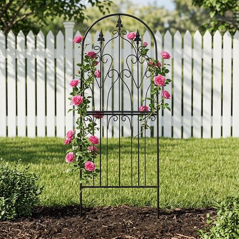 Trellis for Climbing Plants 150cm x 55cm x 1.2cm Metal Unique Design Structure Decorative Garden Weatherproof Trellis Outdoor Decor Flowers Roses Vines Ivy Clematis (1/5)