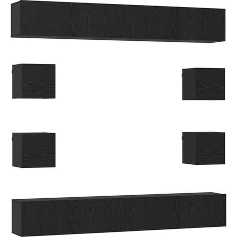 Ensemble meuble TV 8 pcs 100 x 30 x 30 cm Chêne noir vidaXL (1/5)