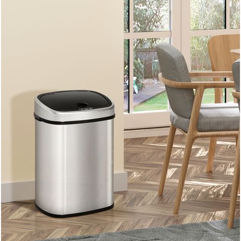 Poubelle automatique 58 L avec capteur infrarouge, inox argenté, sans bac intérieur, pour cuisine, bureau et salon, 40,9 x 28,9 x 68 cm  CHICFURN (1/5)