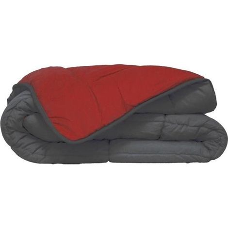 HUDSON Couette legere Microfibre 200g/m2 220x240cm Gris + Rouge