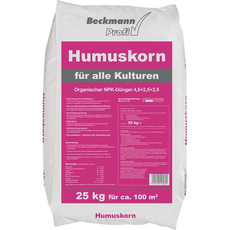 BECKMANN Humuskorn (granulés de humus) 25 kg engrais complet, engrais pour cultures, engrais pour fruits, engrais pour légumes