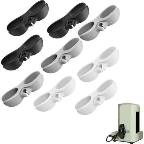 Organisateur de Câbles pour Petits Appareils, Pack de 9 Enrouleurs Autocollants en 3 Couleurs (Blanc, Gris, Noir) pour Cafetières, Friteuses, Extracteurs de Jus et Autres Électroménagers (1/5)