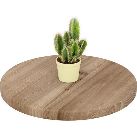 LAMO Manufaktur Plateau de table rond 40 cm en bois naturel  Pour table basse ronde ou de chevet  Épaisseur : 28 mm  Couleur : Marron Noisette