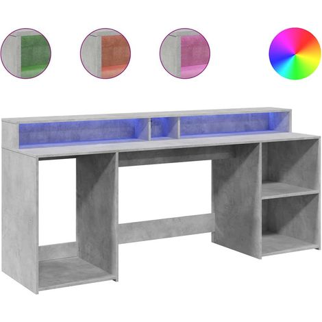 Maison Exclusive - LED-Schreibtisch Betongrau 200x55x91 cm Holzwe