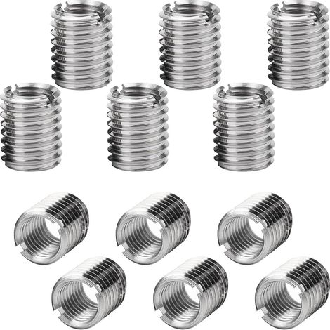 Lot de 12 inserts filetés M10 vers M8 x 12 mm - Manchon fileté en acier inoxydable - Kit d'adaptateurs de fixation - Adaptateur fileté - Écrou de réduction de filetage pour projets de meubles (1/5)