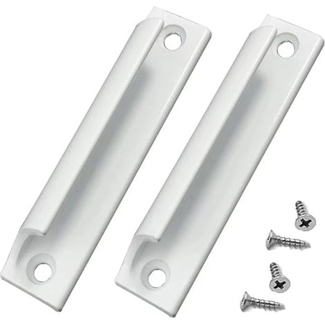 Poignée en alliage d'aluminium 2 pièces Poignée de porte coulissante Poignée de porte de balcon Poignée de tiroir d'armoire Pour fenêtres, quincaillerie de meubles avec vis(Blanc) (1/5)