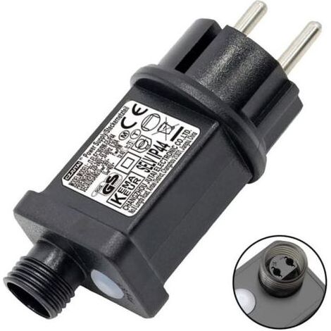 Clignoteur pour Guirlande lumineuse 31V 6W Prise Clignotante, 9 Modes Avec Fonction Minuterie, tanche IP44 Transformateur LED pour Eclairage de jardin, Rideau Lumineux (1/4)