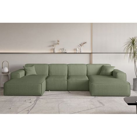 Wohnlandschaft Sofa U-Form CELES PREMIUM XS in Stoff Scala Forest (1/3)