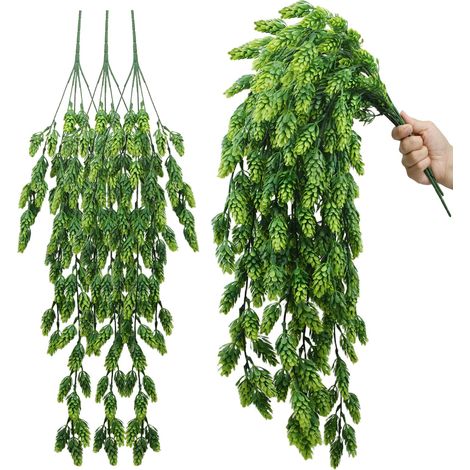 Lot de 3 fleurs artificielles à suspendre en plastique pour maison mur jardin balcon décoration de fête de mariage vert (1/4)