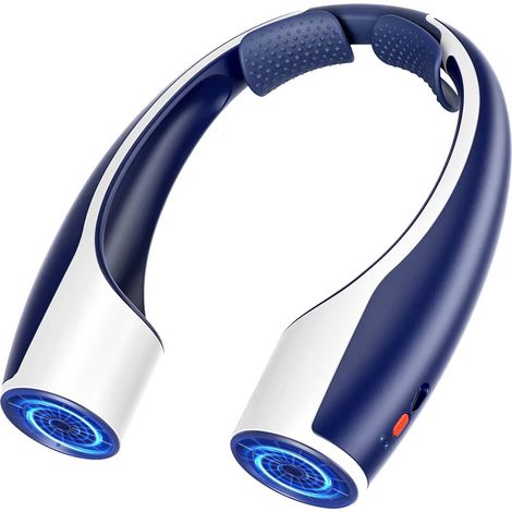 Ventilador de cuello para un enfriamiento rápido, adecuado para el hogar, la oficina, viajes y uso en exteriores (azul oscuro, 1 unidad) (1/5)