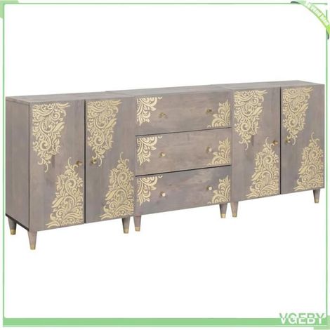 Ensemble de meubles de salle de bain 3 pcs - FAF7291712428883 - Bois de manguier massif - Gris et or - A suspendre (1/5)