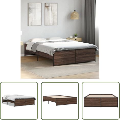 The Living Store Cadre de lit sans matelas chêne marron 120x200 cm - Cadre De Lit - Lit Double - Lit En Bois - Lit Design - Literie (1/5)
