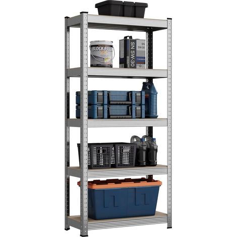étagère Garage Galvanisé, Charges Lourdes, capacité de Charge Totale 750kg (5 Niveaux 1500mm H x 700mm L x 300mm P) (1/5)