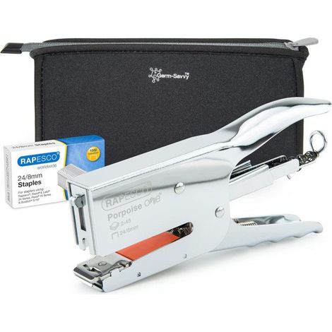 Agrafeuse + agrafes 24/8mm - 1 boite de 1000 agrafes - Mécanisme Bypass - Chrome - Rapesco (1/5)