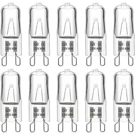 Ampoule Halogene G9 40W 230V,480LM 2700K Blanc Chaud Dimmable,G9 Ampoules Capsule,pour Lustres,Lampes de Paysage,Appliques Murales,éclairage d'armoire,Lot de 10 (1/5)