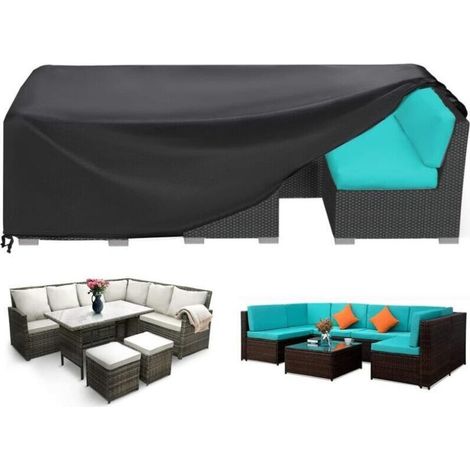 Housse Salon de Jardin Tissu Oxford 420D Imperméable Noir (250 x 250 x 90cm)