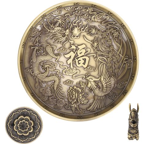 Brûleur d'encens orné d'un dragon et d'un phénix, avec une base en forme de fleur de lotus et un siège en forme d'éléphant, pour la prière à domicile. (1/5)