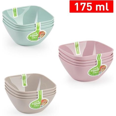 Set 4 Pezzi Ciotole Ciotoline in Plastica Opale 175 ml 3 Colori (1/2)