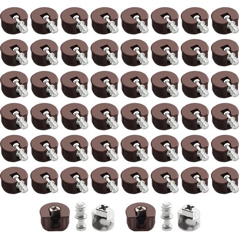 Lot de 50 clips de plaque avec vis pour le travail du bois, charnières de placard en métal, connecteurs d'armoires dissimulés, broches d'étagère durables en forme de U (1/4)