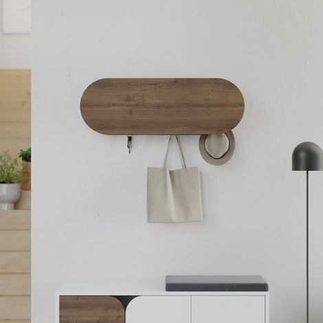 Garderobe Oval 6-Haken - Hitit - 84x29 cm - Mit Fach