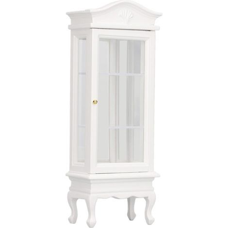 Armoire miniature en bois pour maison de poupée 1:12, toit en arc blanc, porte unique, vitrine de présentation