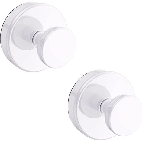 Ganchos para ducha con ventosa, ganchos para toallas extraíbles, aptos para ventanas, puertas de cristal y paredes de baño ganchos para colgar albornoces - paquete de 2, blanco (1/5)