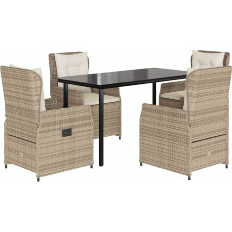 Maison Exclusive - 5-tlg. Garten-Essgruppe mit Kissen Beige Poly