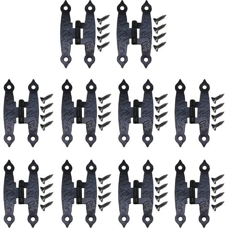 10 Pcs H Charnière D'armoire, Charnières Noires en, Quincaillerie D'armoire à Charnière en H, de Meubles Avec vis Convient pour Les Portes D'armoires 65x34 mm (1/5)