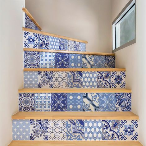 Stickers adhésifs escalier carrelages contremarche - ORNEMENTS VÉNITIEN - 2 bandes de 15x105cm (1/3)