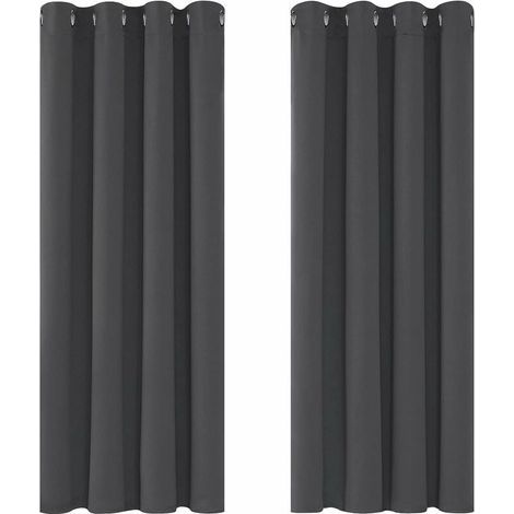 Cortinas opacas con aislamiento térmico 117x138 cm – Diseño moderno con ojales – Para salón y dormitorio – 100% poliéster – 2 piezas (1/5)