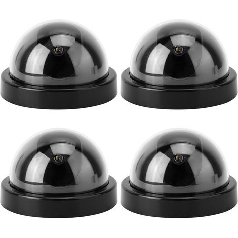 4pcs simulateur de caméra de Simulation de dôme factice factice avec Clignotant LED pour Les Maisons et Entreprises alimenté par 2 Piles AA(Noir) (1/5)
