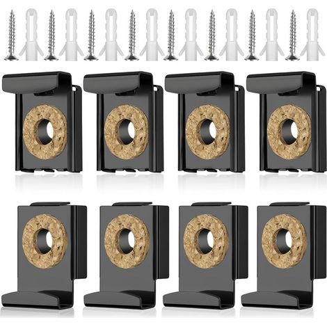8 Pièces Fixation Miroir, Noir Supports de Miroirs Muraux, Réglable Fixation pour Miroir, avec 8 Vis et 8 Chevilles D'expansion, pour Domicile, Bureau (1/5)
