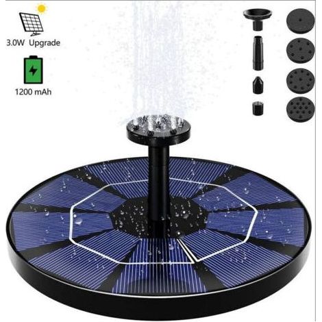 Autre batterie au lithium intégrée 3W 6 arroseurs fontaine de bain d'oiseau de jardin solaire (1/4)