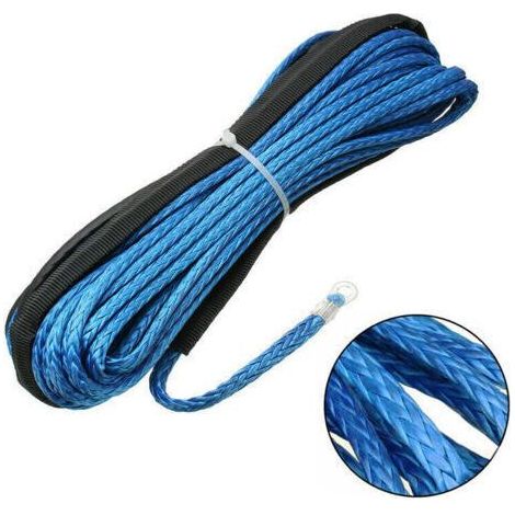 Corde de treuil, Corde de treuil Câble de 5mm x 15 m 7700lbs Sangle de remorquage de récupération de remorque Câble de Ligne de treuil pour Coffre SUV ATV UTV (Bleu) (1/4)