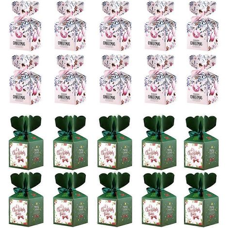 Lot de 30 boîtes cadeaux de Noël en carton pour bonbons et friandises, décorations de Noël-9.5x8.8x8.8cm