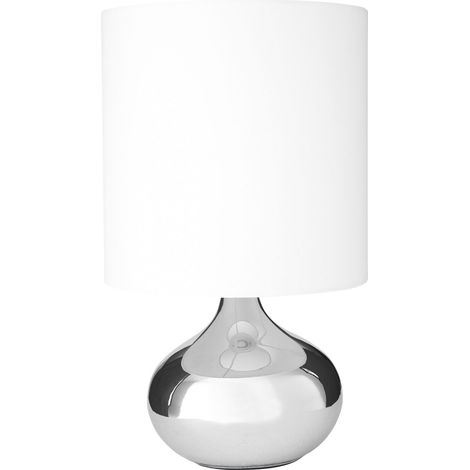 Premier Housewares Desk / Table Lamp for Reading C-Shaped Chrome Metal Stand Study Lamp / Lamps for Office with Black Shade / EU Plug Desk Lamps 20 x 35 x 20